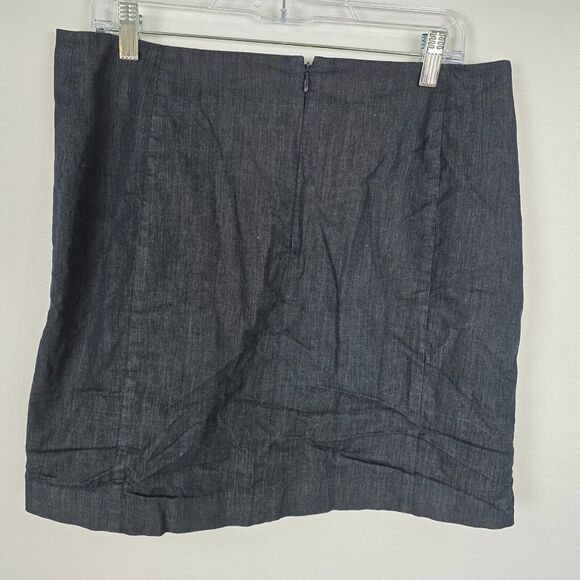 Ann Taylor Loft Mini Skirt Women's 12 Dark Blue Flat Front Zipper Lined - Picture 3 of 9